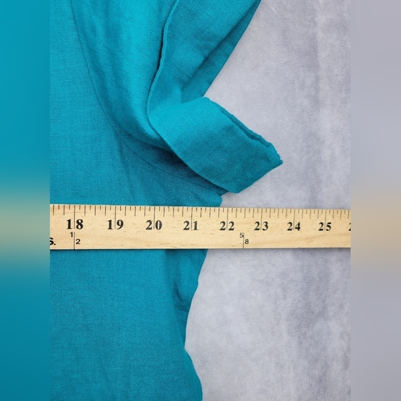 Chico's Women's Ecru 100% Linen Embellished Cap Sleeve Dress Sz 10 - Picture 13 of 15